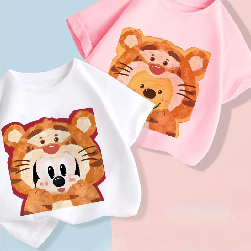 

Charm Disney Costume Baby Boys Summer Clothes Cartoon Cute Mickey Mouse Pooh Duffy T-shirt Outdoor Sports Girls Clothes Tee Tops