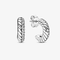 fine pave snake chain pattern hoop earrings 925 sterling silver for women new fashion original earring jewelry gift