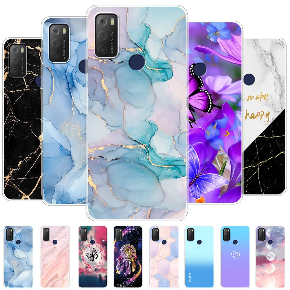 For TCL 20E Case Marble Clear Silicone Soft Transparent Fashion Cover Coque 20Y Protect Phone Funda