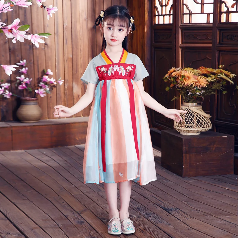 

Girls' Hanfu Children's Tang Dress Chinese Style Dress Princess Dress Super Immortal Qi Ru Dress Performance Show Ancient Style