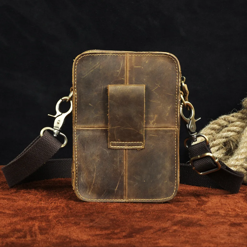 

Мужская модная кожаная многофункциональная Дорожная сумка-мессенджер через плечо, дизайнерская сумка для телефона 6 дюймов, чехол для сига...