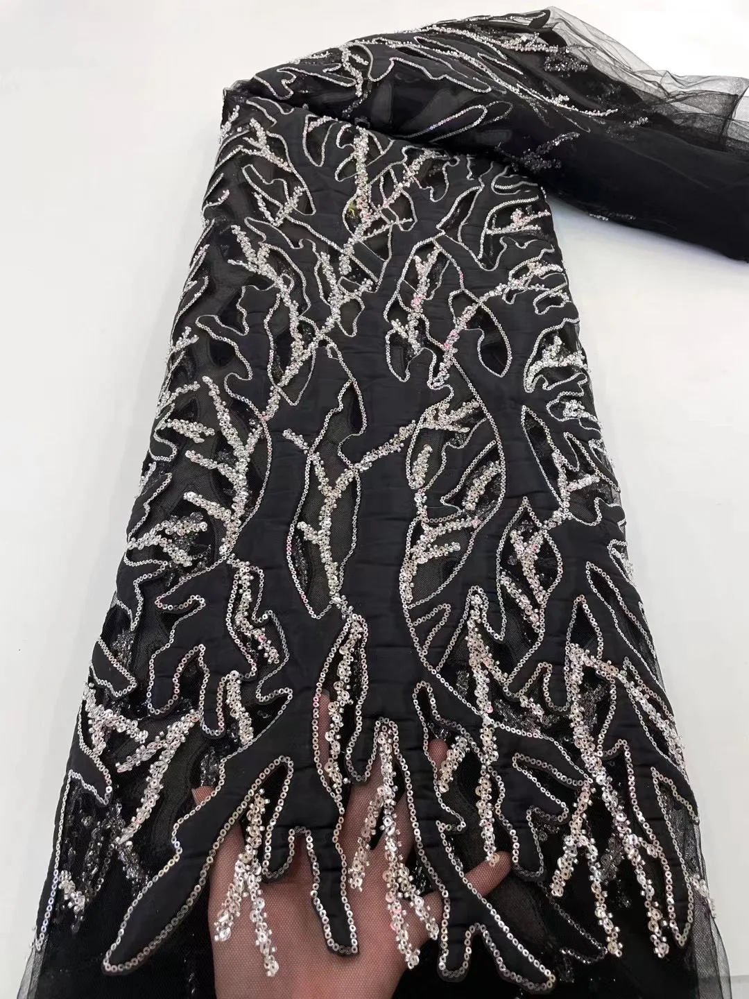 

Модная черная кружевная ткань из бисера 2022, Высококачественная африканская кружевная ткань, французские блестки, кружевная ткань, хлопковые материалы для свадьбы