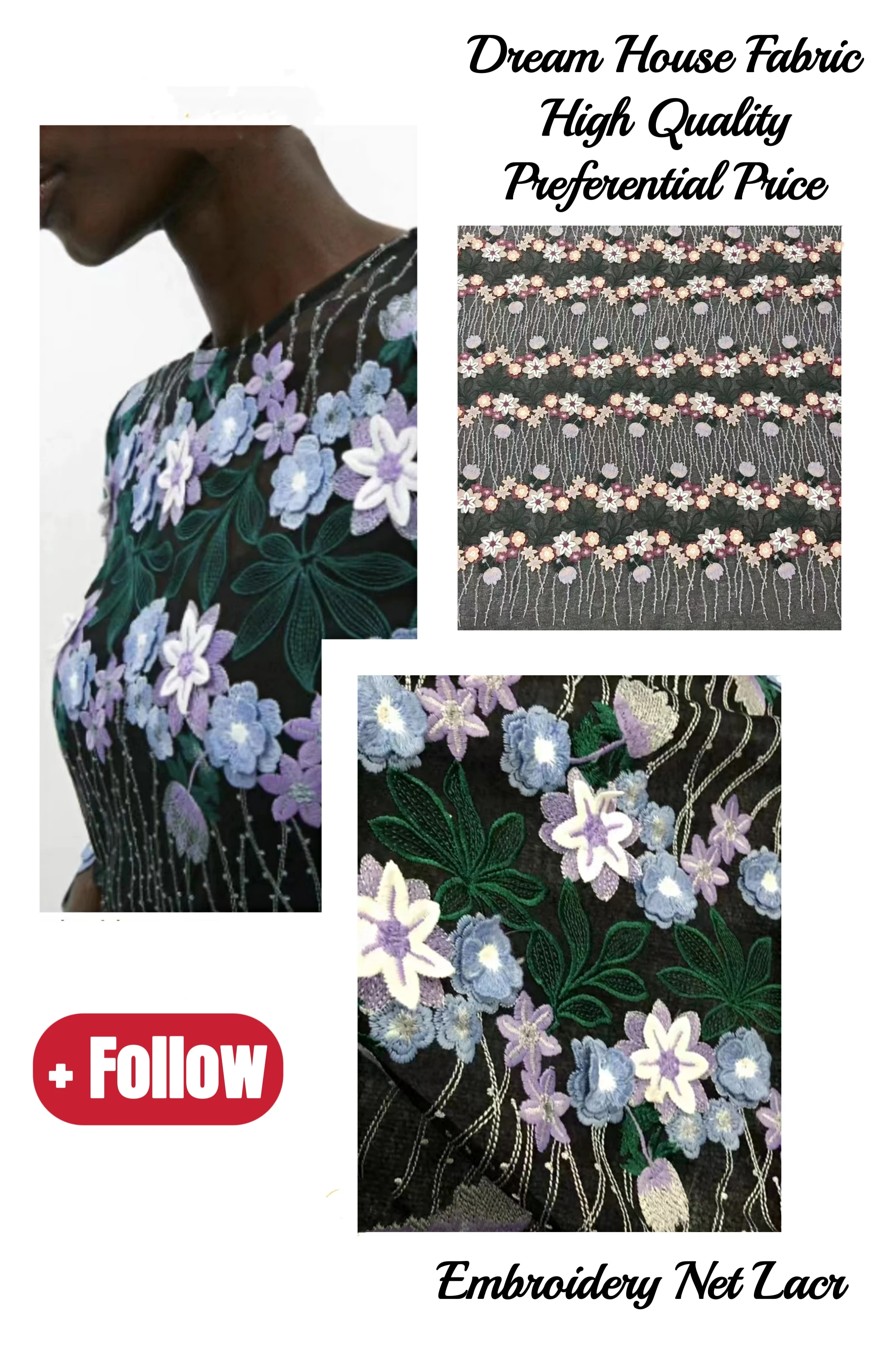 

LN70901 Newest Africa Lace Fabric Good Quality Unique Design Handmade Embroidery Net Lace Party wedding Dress