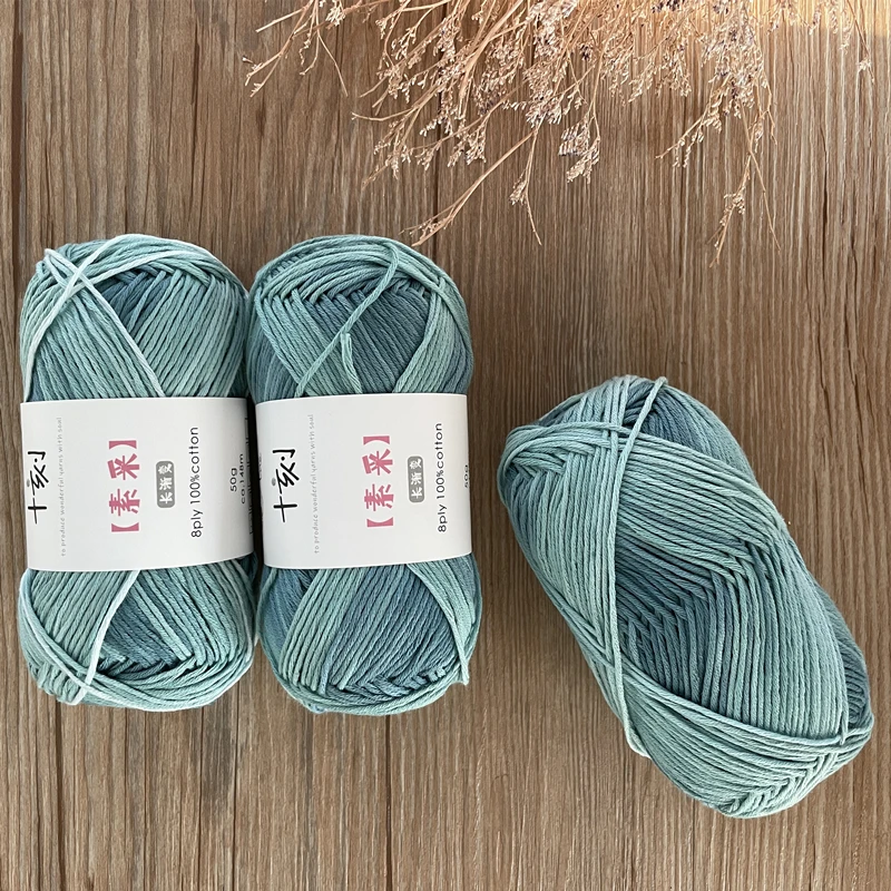 6 шт. 50 г/шар окрашенный 8-жильный хлопок фонарик 100% нить шарф