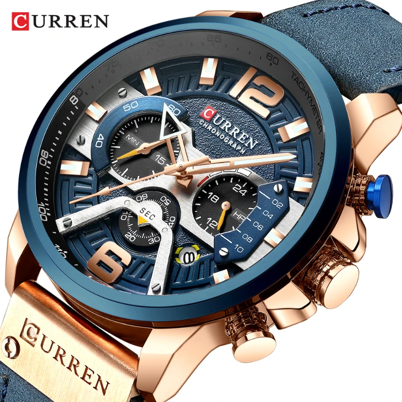 

CURREN Casual Sport Watches for Men Quartz Top Brand Luxury Military Leather WristWatch Man Clock Fashion Chronograph Wristwatch