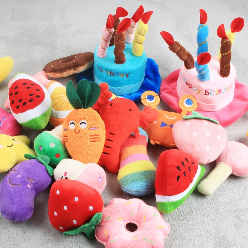 

Pet Toy Plush Squeaky Toy Bite-Resistant Clean Dog Chew Puppy Training Toy Soft Banana Bone Vegetable Fruit Pet Supplies Peluche