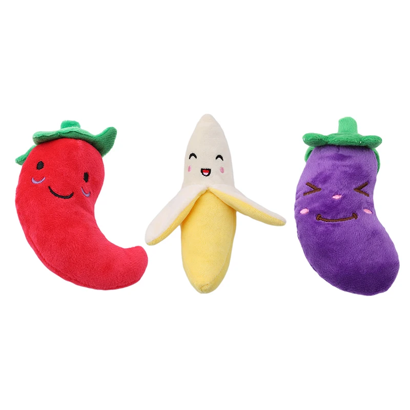 

1PC Fruit Vegetable Shape Dog Cat Sound Squeakers Squeaky Toy Small Large Chihuahua Dog Chew Plush Toy Pet Product