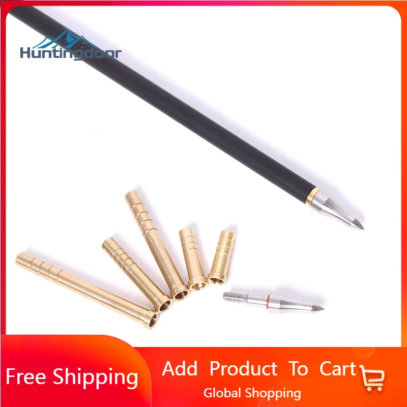 

6 шт., медный наконечник стрелы для сиденья, вставной вал стрелы, Linker 37/50/100/150/200, зерно, подходит для ID 6,2 мм, углеродные стрелы, аксессуары для в...