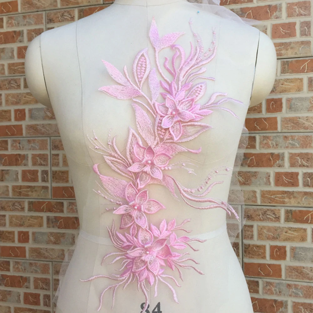 

Sticker Clothing Decorative Applique Wedding Patches Handmade Dress Lace Decal Corsage Embroidery Satin DIY Three-dimensional