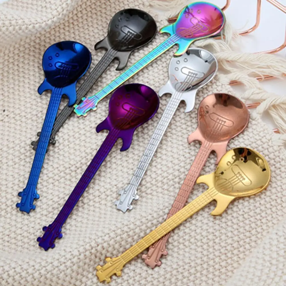 

1 шт. гитарная кофейная ложка, стальная десертная ложка для мороженого, аксессуары для кофе, столовые приборы, ложка для питья кофе