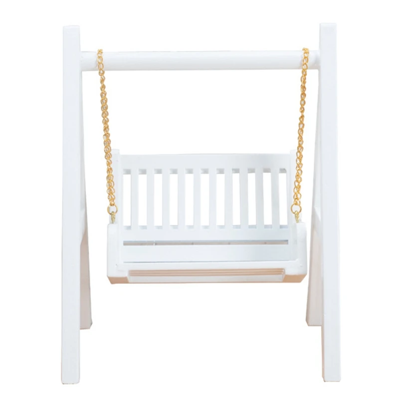 

1/12 Scale Miniature Dollhouse Wooden Porch Swing for Garden Doll House Decor Craft Kids Pretend Play Toys