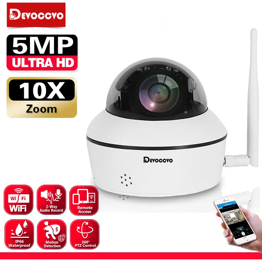 

5MP HD CCTV Dome Wifi Surveillance Camera Audio Recording Remote Access Smart Home 10X Zoom Security Monitor IP Camera with PTZ