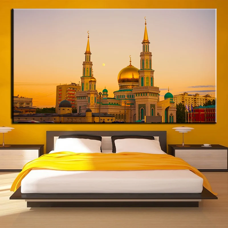 

Nordic Arabic Architecture Poster Print European Mosque Canvas Painting Wall Art Picture for Living Room Ramadan Mosque Decor