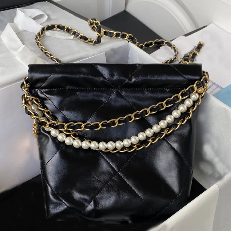 

2023 Luxury Designer handbag Chain Pearl purse Leather crossbody bag Garbage bag Shopping bag
