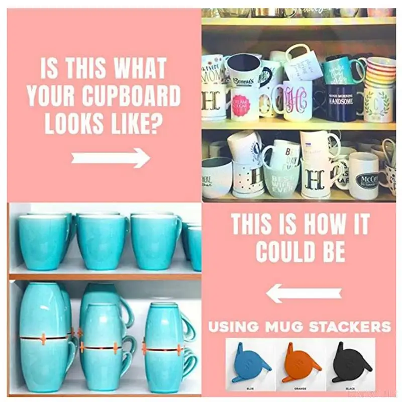 

Coffee Mug Cup Organizer Storage Stacker Kitchen Cabinet Shelf Expandable Stackable Gadget For Cups