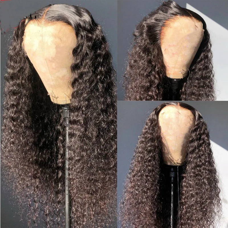 180%Density 26Inch Long Kinky Curly Synthetic Lace Front Wig For Women With Baby Hair Heat Resistant Fiber Hair Daily Wear Wigs