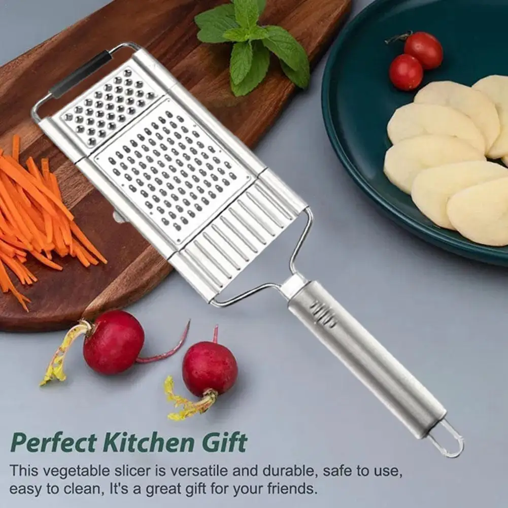 

Grater Steel Portable Three- Manual Tool With Vegetable Grater Clean Kitchen Purpose Handle Easy Multi Slice X2n7
