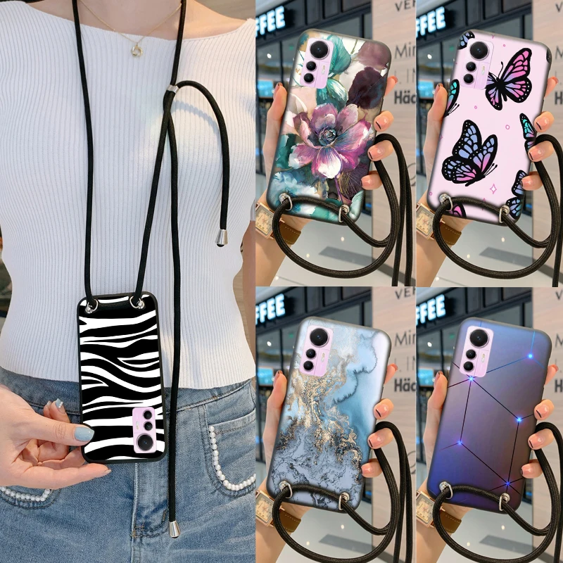 

Necklace Lanyard Rope Cover Case For Itel A17 A56 A58 S17 P17 A27 Phone Cases Coque Fundas Flower Bags