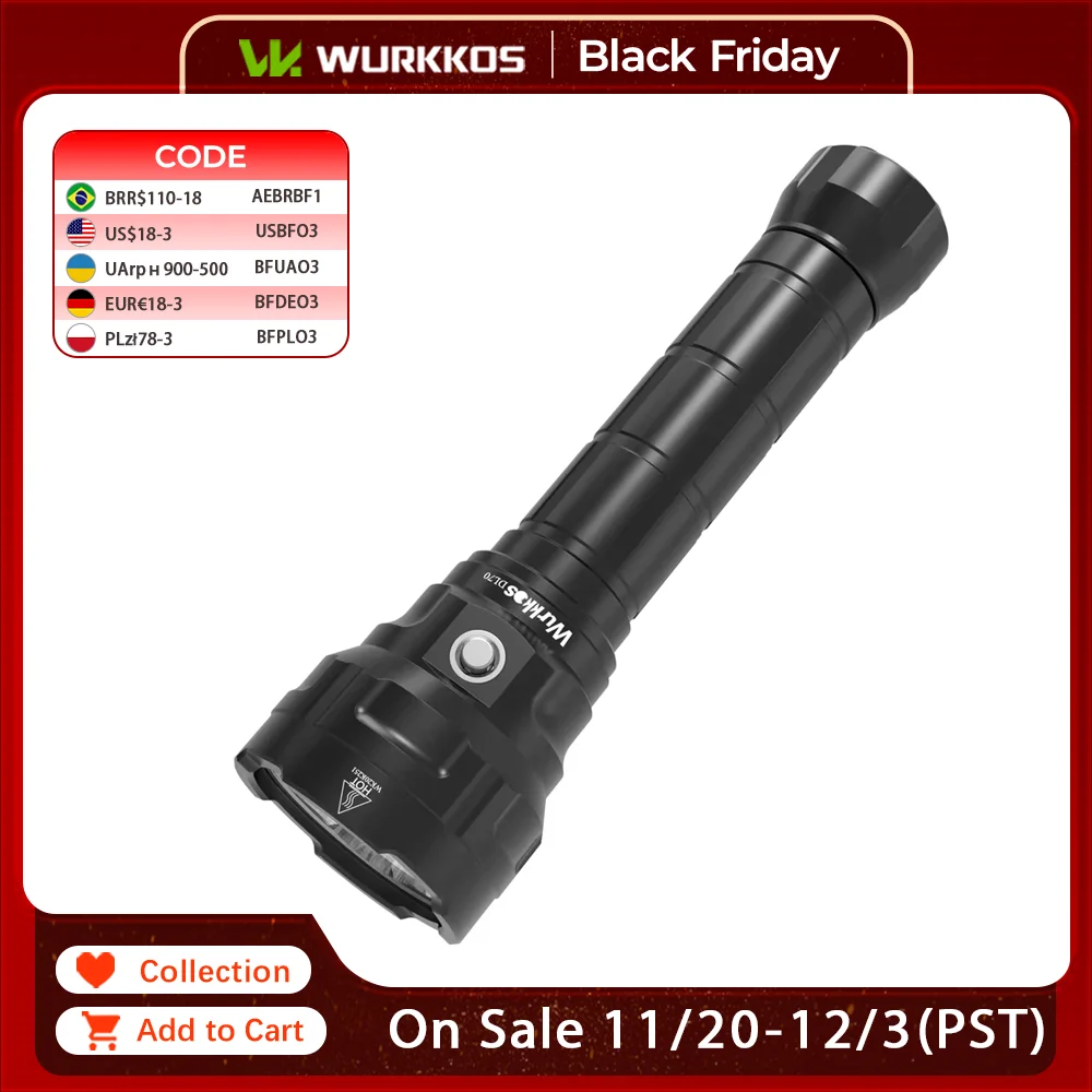 

Wurkkos DL70 супер яркий фонарь для дайвинга