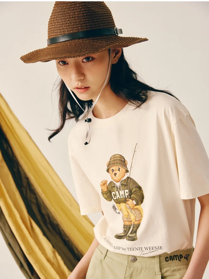 

White Color Cartoon Print Kawaii Women Tees T-Shirt Short Sleeves Black &Green&Blue Student Summer Pullover Tops