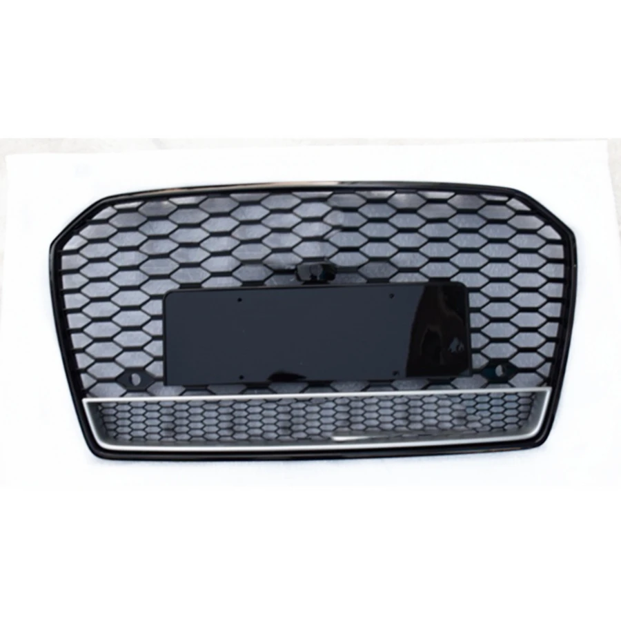 

For RS6 style front sports hexagonal mesh honeycomb cover grille black for Audi A6/S6 C7 2016 2017 2018 auto parts