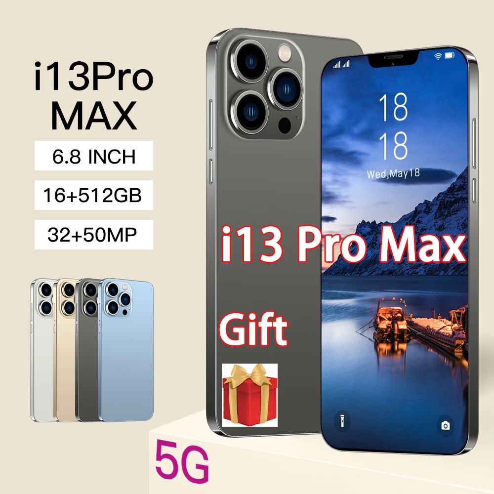 

Original SmartPhone i13 Pro Max 6.7 Inch 5G Dual Sim Cell Phones Android 10 Unlocked Mobile Phones 32MP+50MP Camera смартфоны