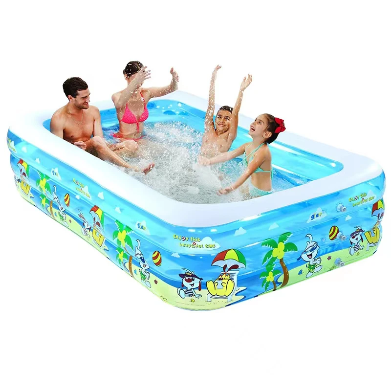 Large Outdoor Swimming Pool PVC Thickening Children Swimming Pool Household Adult Three Layers Lndoor Rectangular Inflatable Tub