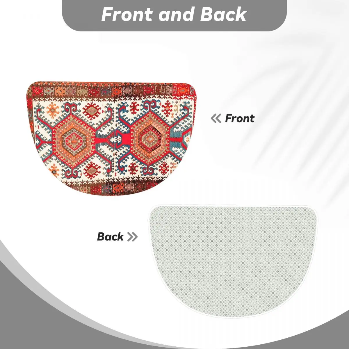 Фото Коврик для ванной комнаты Hotamis Antique Turkish Konya Kilim Print из фланели, полукруглый, нескользящий, впитывающий, напольный коврик для ванной. №3