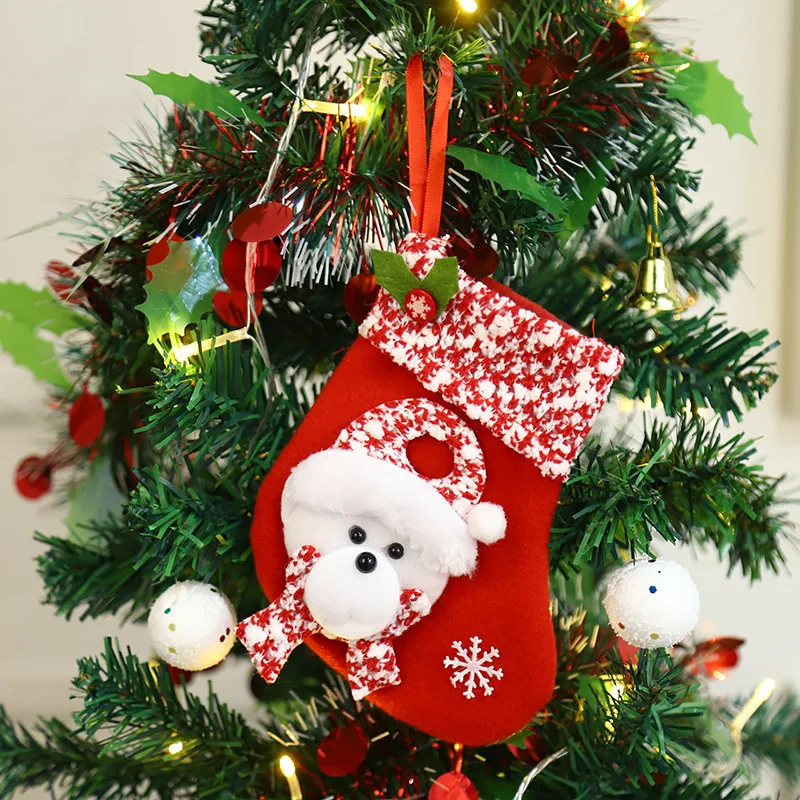 Рождественские чулки носки подарочная сумка снеговик Санта-Лось узор для конфет