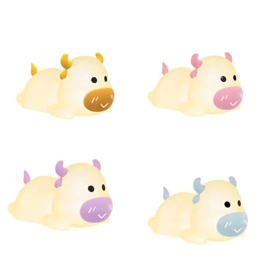 

Cute Cow Shape Tap Light Silicone With USB Charging Night-light Bedroom