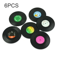 6pcs retro record cup mat anti slip coffee coasters plastic heat resistant music drink mug mat table placemat home decoration