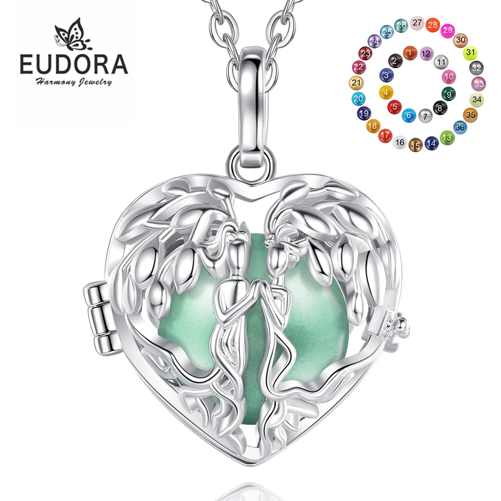 

Eudora 16mm Harmony Ball Tree of Life Necklace Pregnancy Bola Angel Caller Baby Wishing Chime Ball Pendant women jewelry Gift