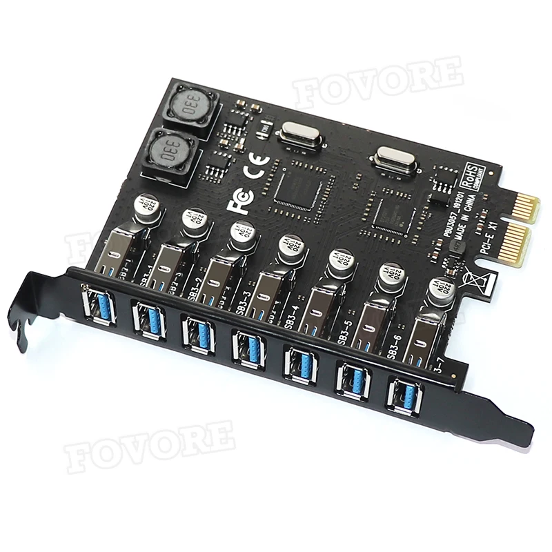 

USB 3.0 PCI Express Adapter PCI E To 7 Ports USB 3 Expansion Adapter Card For Desktop USB3 PCIe PCI-e X1 Controller Converter