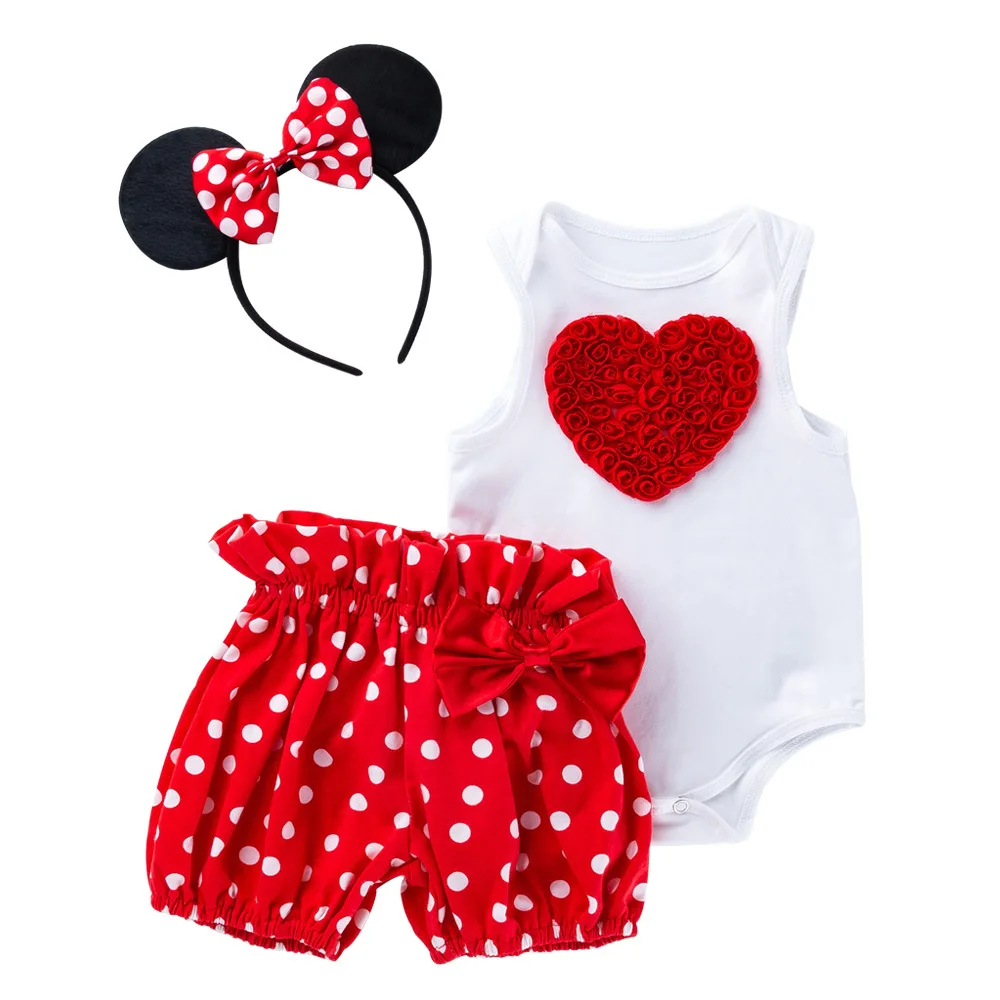

Baby Girl Clothe et Mini Moue Coplay Outfit Firt Birthday Cute Polka Dot hort with Romper Photograph