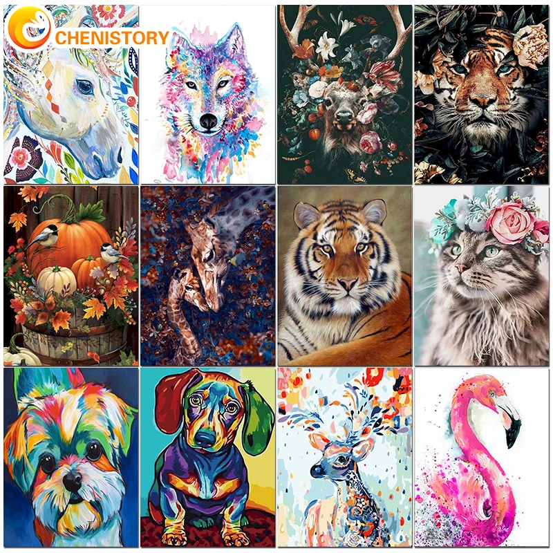 

CHENISTORY Oil Painting By Numbers 40*50cm DIY Paint By Numbers For Adult Colorfu Animals Frameless Canvas Painting Unique Gift