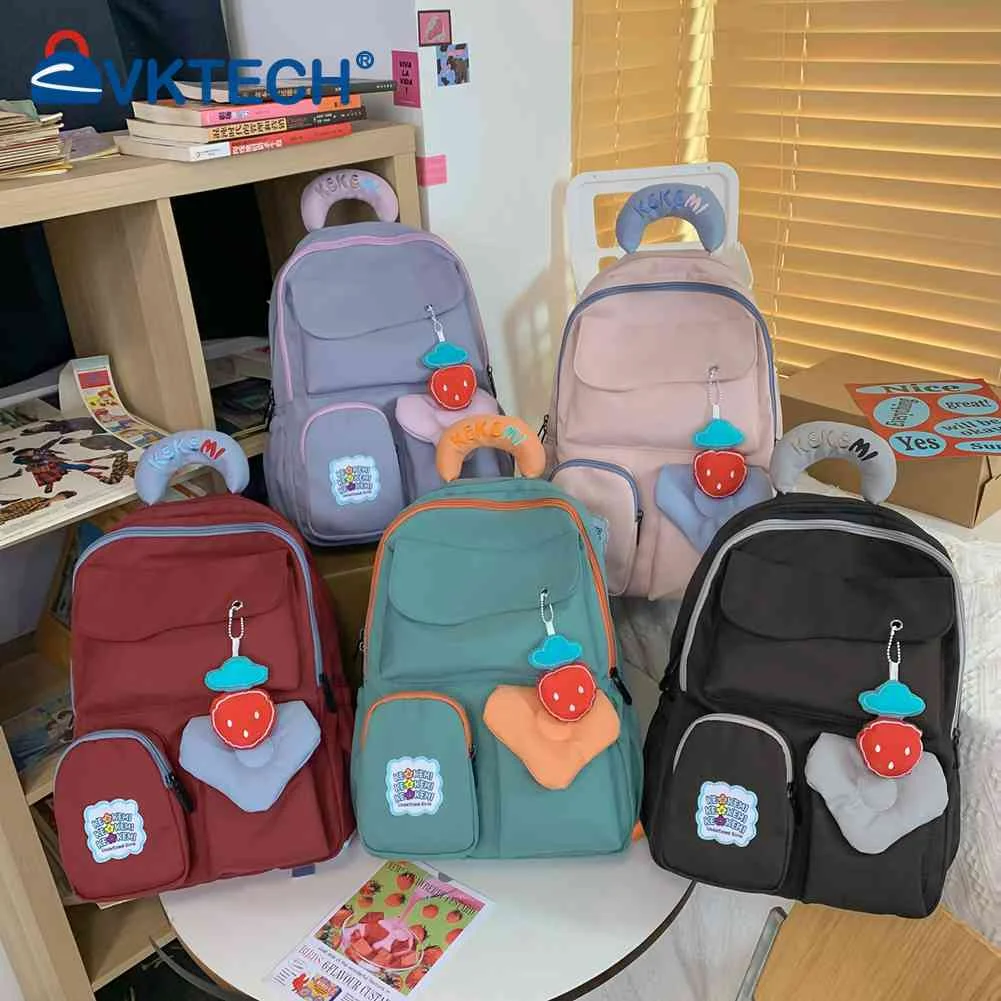 

Portable Casual School Bag Hit Color Travel Backpacks Large Capacity Book Bag Daypacks for College Students Boy Girls