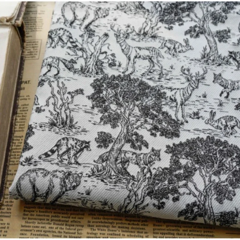 45 см x 135 окрашенная в пряжу с животным узором жаккардовая ткань лесной стиль