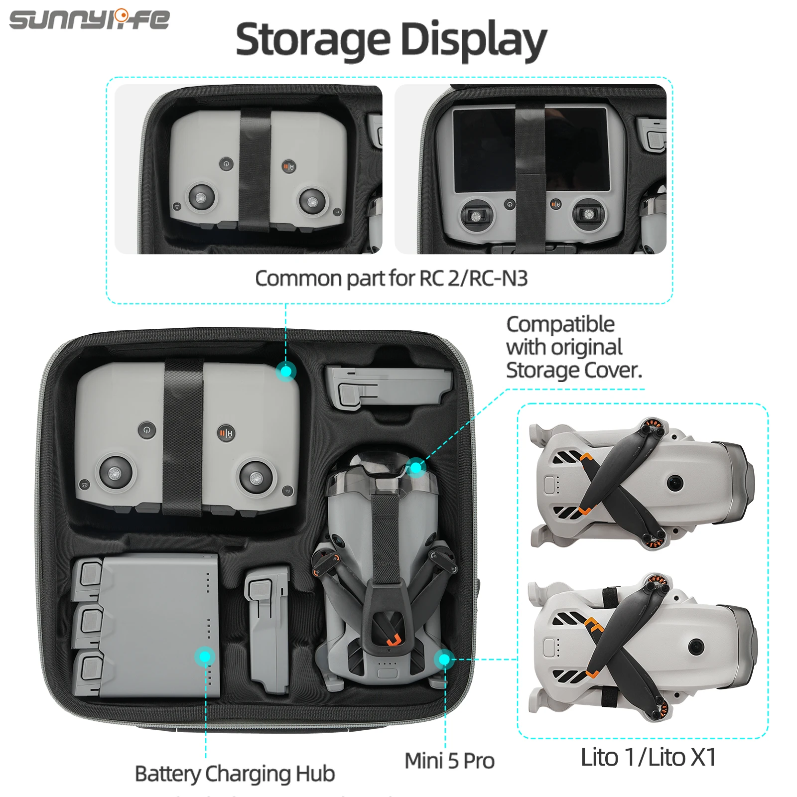 Фото Сумка для хранения Sunnylife для Lito1/Lito X1, набор сумок для DJI Mini 5 Pro, аксессуары для хранения №3