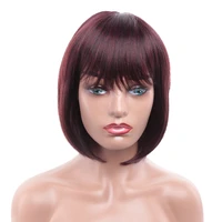 amir wine red bob wig synthetic straight hair wigs for women black short pixie cut bob wigs with bangs wig cosplay