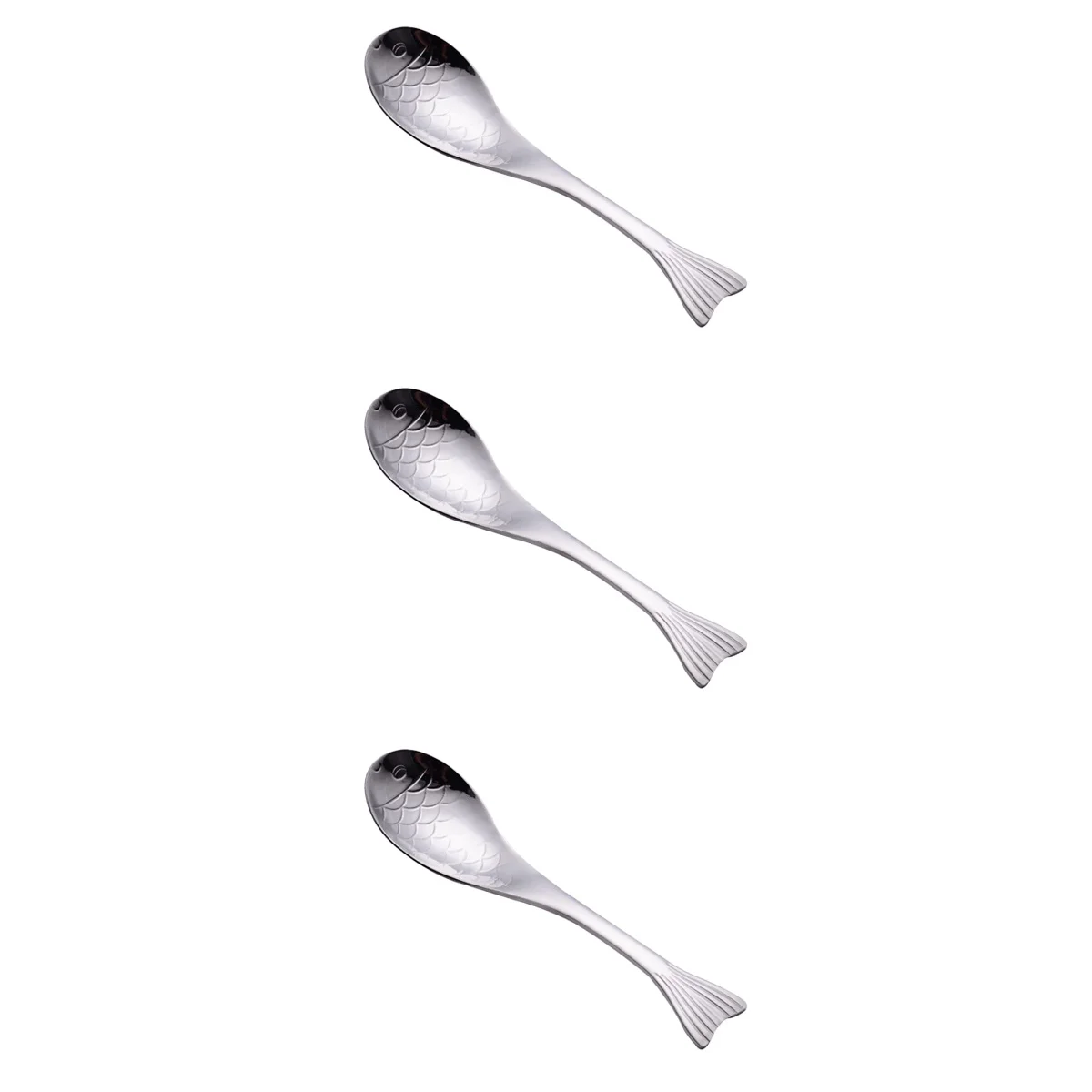 

3pcs Fish Shape Soup Spoon Stainless Steel Spoon Stainless Steel Soup Ladle Fish Dinner Spoon )