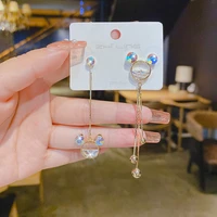 cute mouse earrings fashion colorful zircon long earring for women 2022 trendy luxurious romantic tassel wedding jewelry as gift