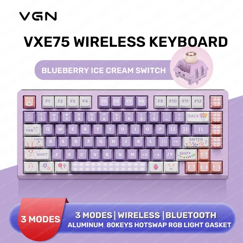 

VGN VXE75 Aluminum Custom Mechanical Keyboard Kit Wireless Bluetooth 2.4G Gaming Wired keyboard Hotswap RGB Non-contact keyboard