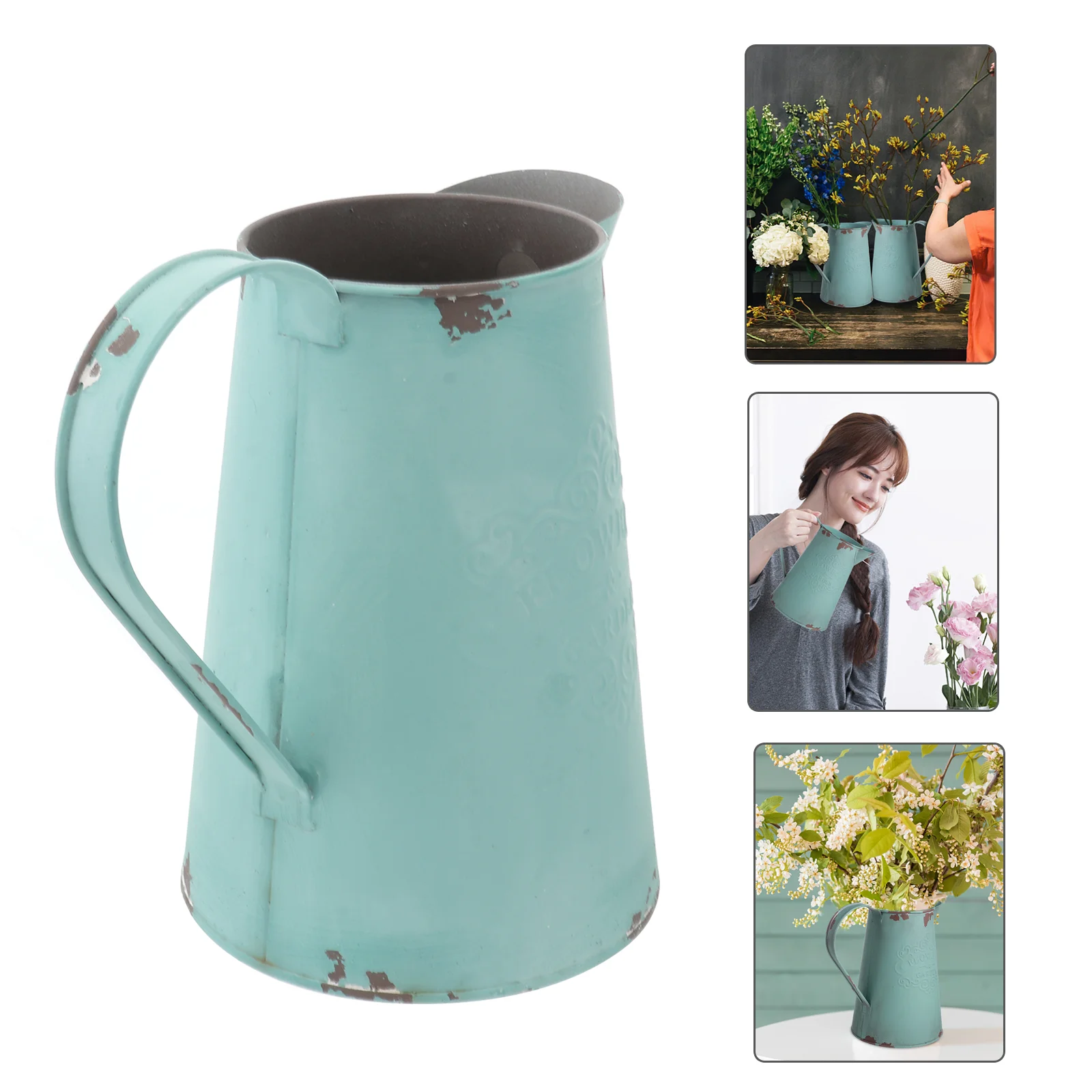 

Tin Flower Bucket Garden Decoration Table Decorations Farmhouse Vases Night Stand Iron Vintage Rustic Milk Festival Gift