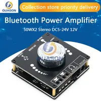 502M DC5-24V 12V MINI Bluetooth 5.0 Power Audio Amplifier board 50WX2 Stereo AMP Amplificador Home Theater AUX USB