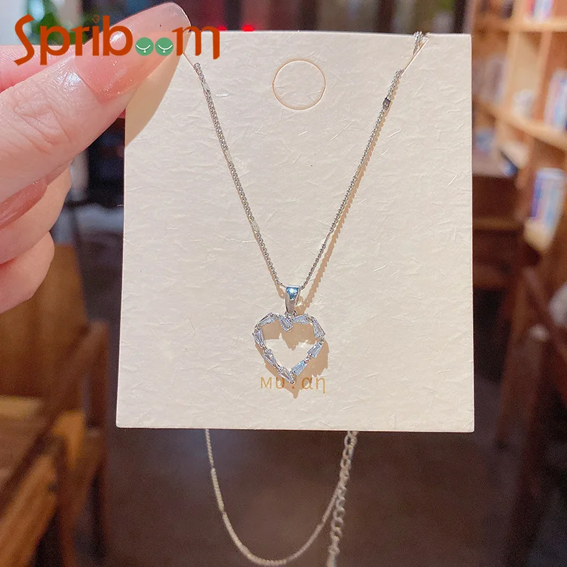 

Zircon Love Heart Pendant Necklace Stainless Steel Choker Necklaces for Women Girls Neck Accessories Trendy Jewelry Female Gifts