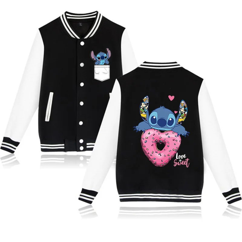 

Gothic Y2k Hoodie Lilo Stitch Baseball Jacket Women Sweatshirt Hip Hop Harajuku Jackets Streetwear Loose College Coats