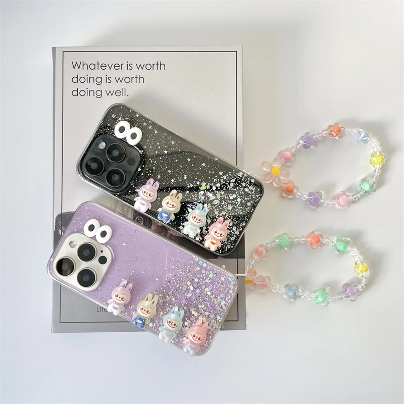 Блестящий чехол для телефона 3D Labubu Samsung Galaxy S25 S24 Ultra S23 S22 Plus S21 S20 FE S10 S9 S8 с блестящей