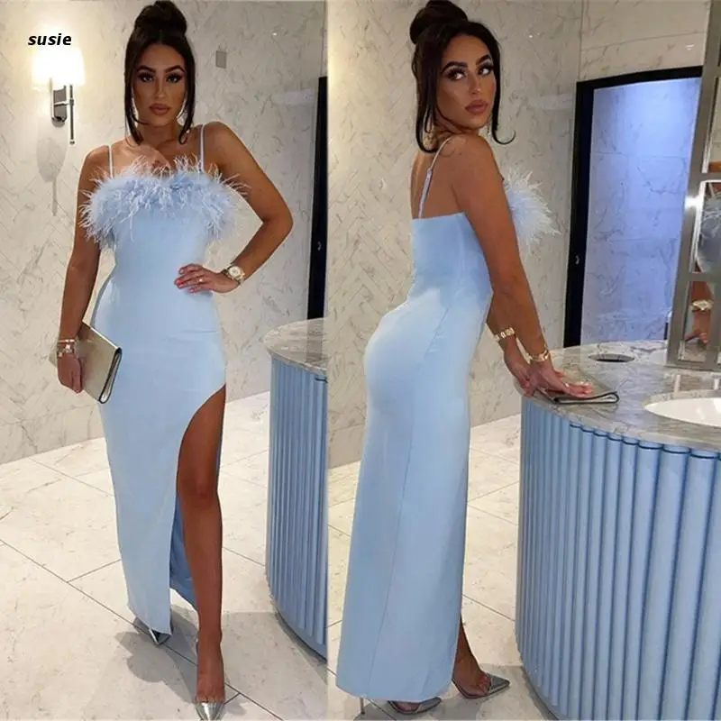 

X7YA Women's Backless Bodycon Dress Sexy Split Dress Feather Bandage Party Club Dress