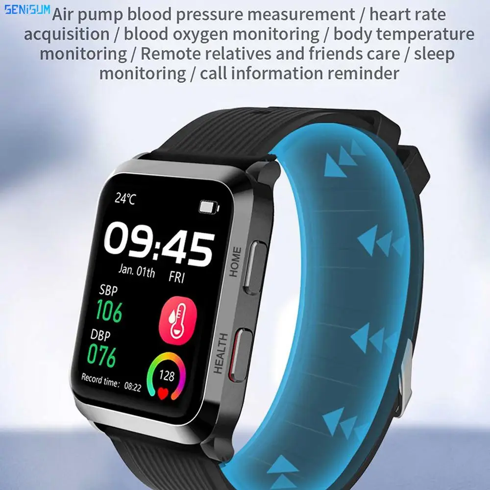 2022 New Air Pump Blood Pressure Smart Watch Men Blood Oxygen Body Temperature Heart Rate Sleep Monitor Elder Health Smartwatch