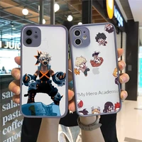 my hero academia phone case for iphone 13 12 11 mini pro xr xs max 7 8 plus x matte transparent gray back cover